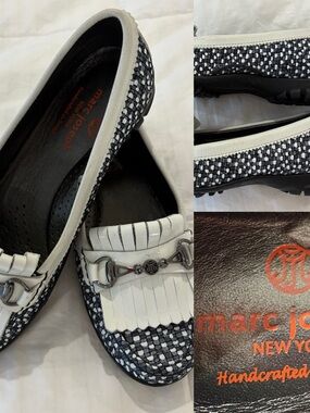 Marc Joseph Lexington Golf Navy & White Woven Loafers
